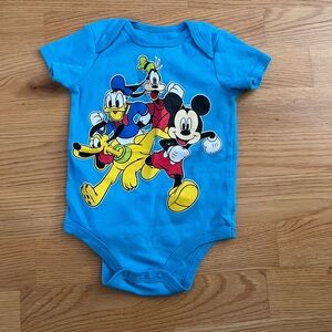 Disney Bright Blue Mickey & Friends Graphic One-Piece Bodysuit